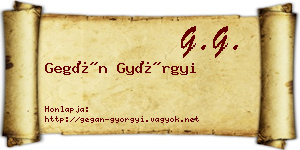 Gegán Györgyi névjegykártya